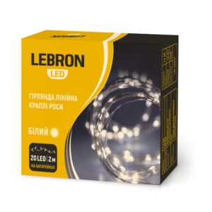 Гірлянда LED Lebron 2м краплі роси 20LED 2*AA 15-18-04 87566 /