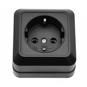 Розетка одинарна накладна з/з Luxel Чорний 2104 87624 /