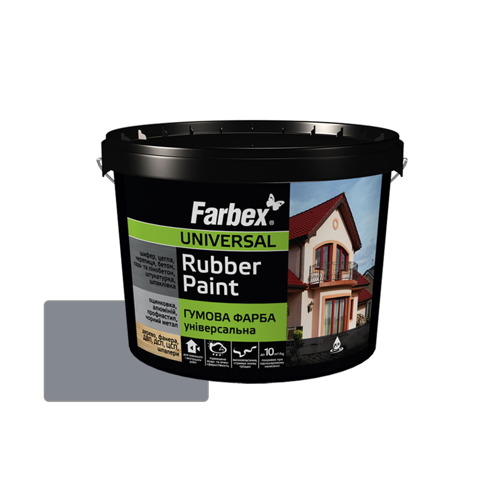 Фарба гумова сіра Фарбекс Україна 1,2кг(р)