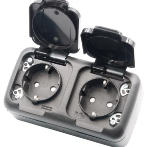 Розетка накладна подвійна з кришкою  Viko Palmiye 87093 /