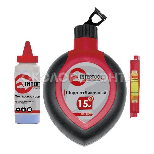 Шнур відбивочний + коректор 115г+шнур рівень МТ-2505 Інтертул 99074 /